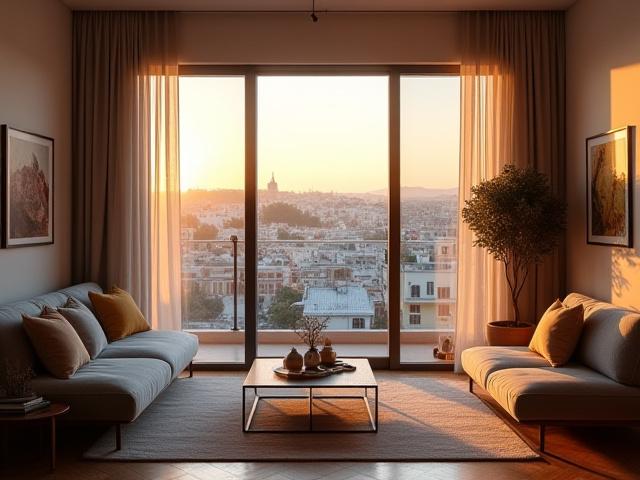 Όμορφο διαμέρισμα με θέα στην Αθήνα, σύμβολο διαχείρισης οικιστικών ακινήτων.